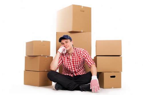 Professional man with van transporting boxes in West London