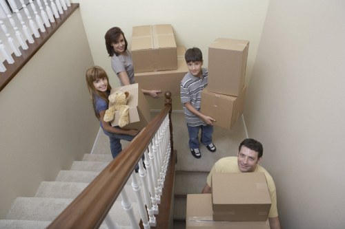 Packing supplies and labelled boxes for a Chiswick flat move